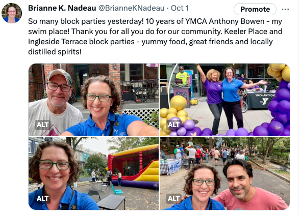 Image from Twitter with photos of three different block parties